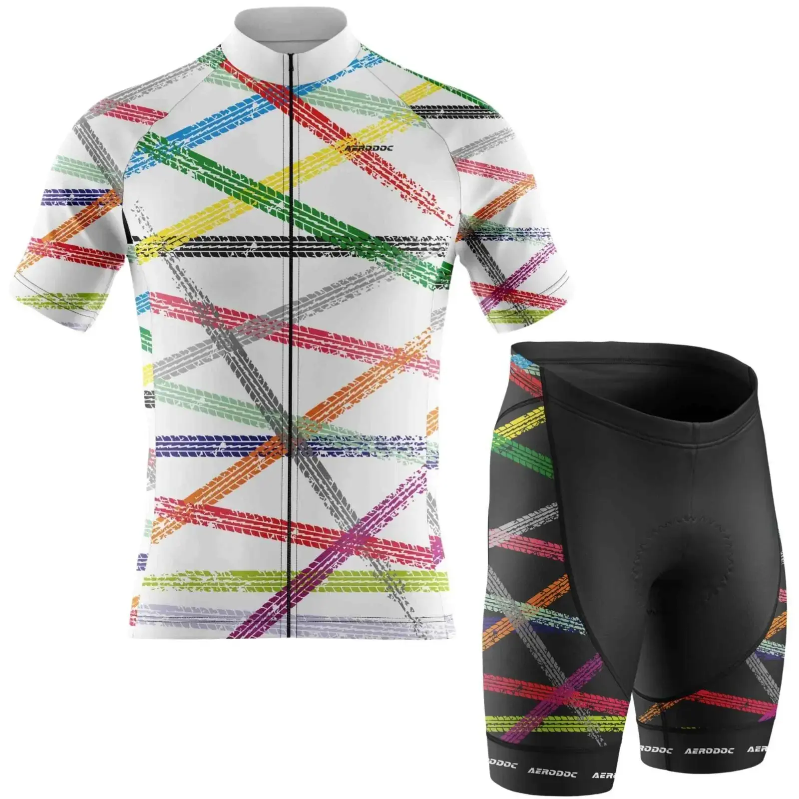 Color Stripe Road Racer Cycling Jersey (Half Sleeve + Nonbib Shorts)