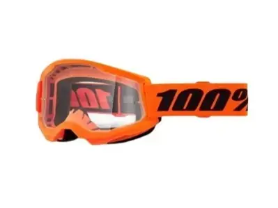 100% STRATA 2 Goggle Neon Orange - Clear Lens