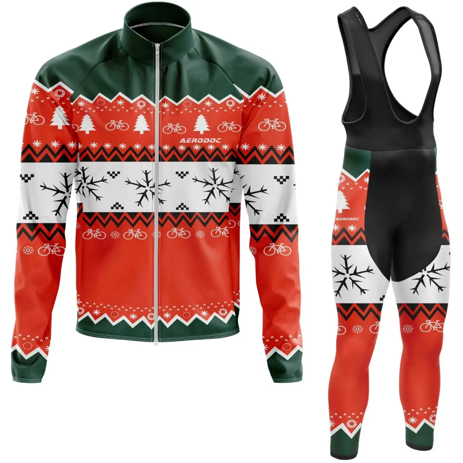 Aerodoc Arctic Glide Cold-Weather Cycling Jersey | Premium Winter Fleece Wool Bike Wear (Jacket + Bib Pants)