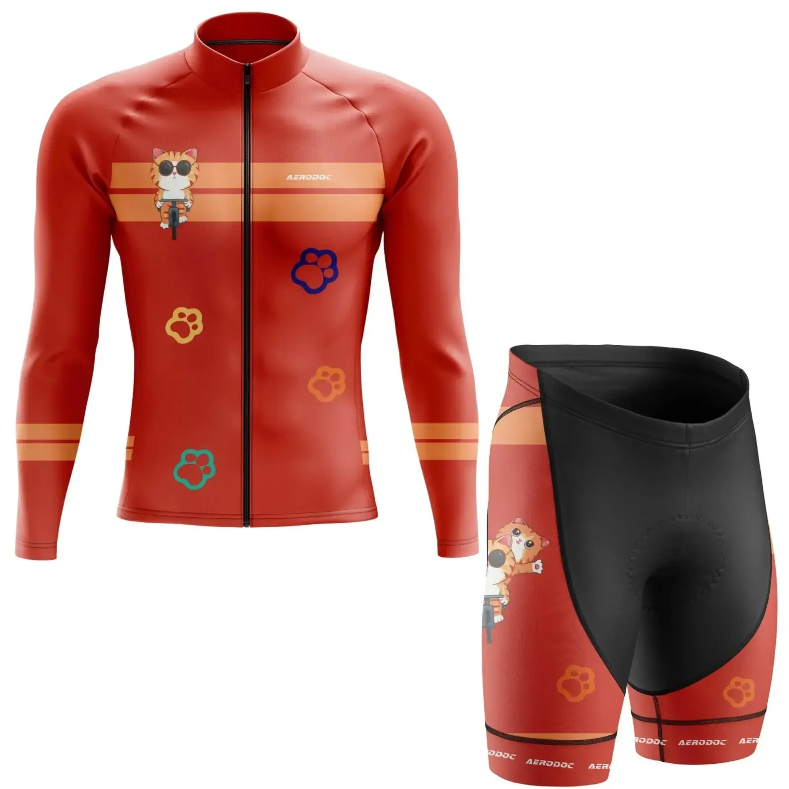 Cat Cadence Cycling Jersey (Full Sleeves + Nonbib Shorts)