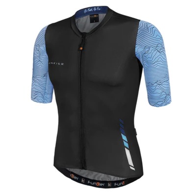 Funkier Mello Mens Elite Short Sleeve Jersey J 2107 Mello Blue and Black