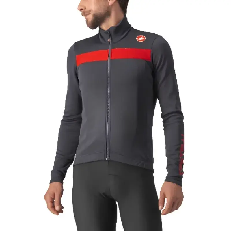 Castelli Puro 3 Mens Cycling Jersey Dark Gray Red Reflex