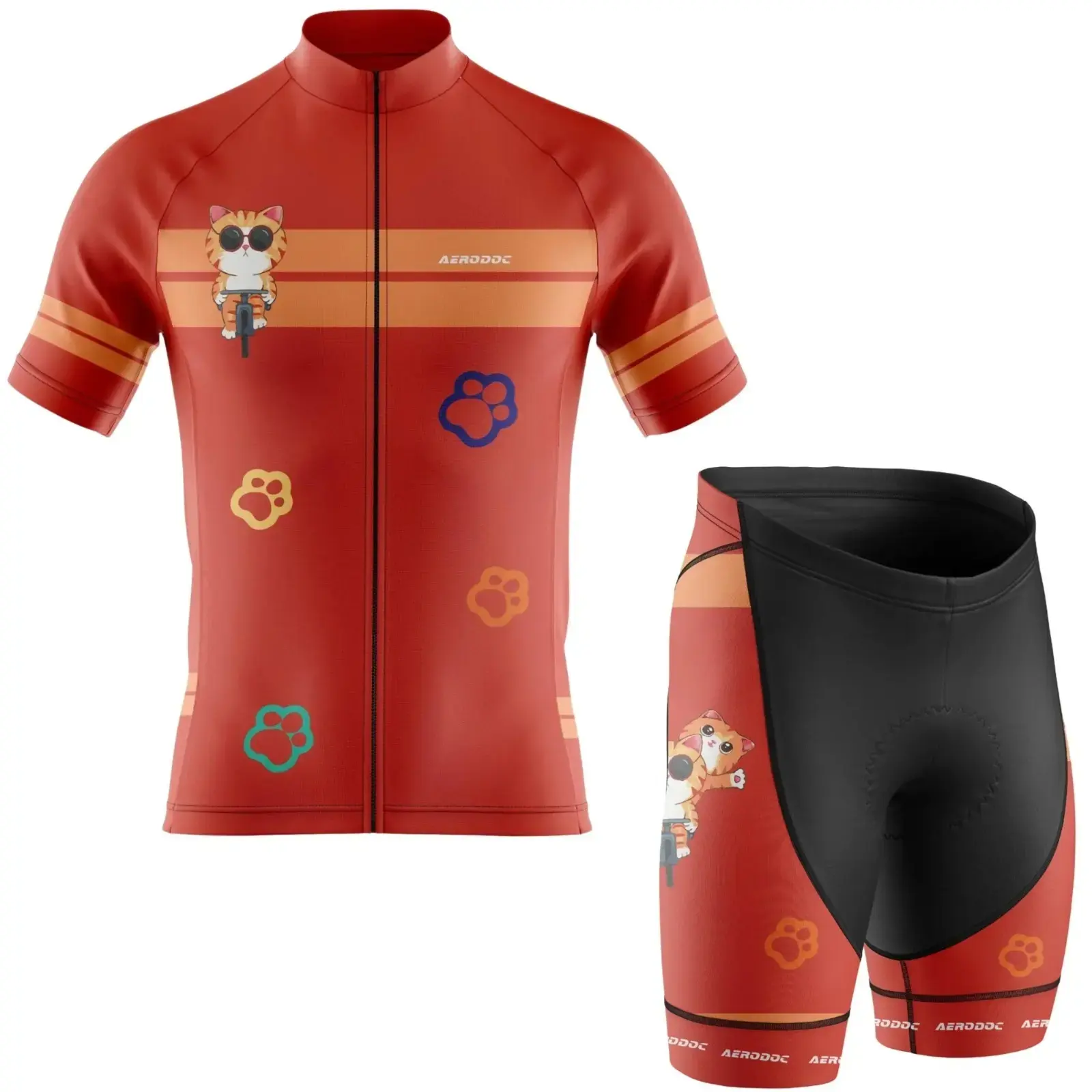 Cat Cadence Cycling Jersey (Half Sleeve + Nonbib Shorts)