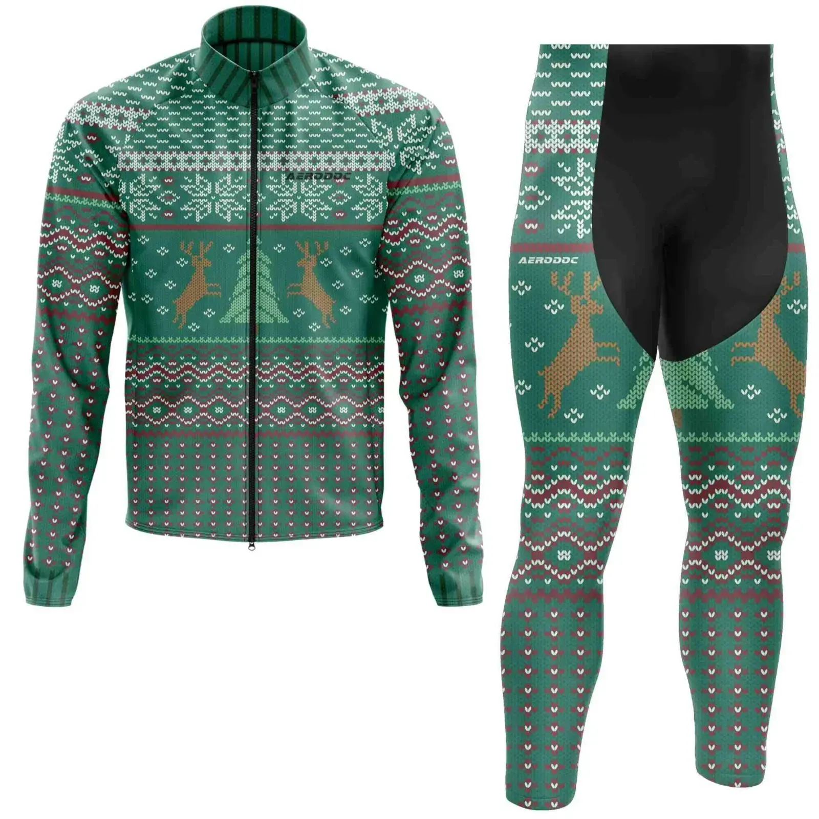 Aerodoc Frosty Pedal Cold-Weather Cycling Jersey | Premium Winter Fleece Wool Bike Wear (Jacket + Non Bib Pants)