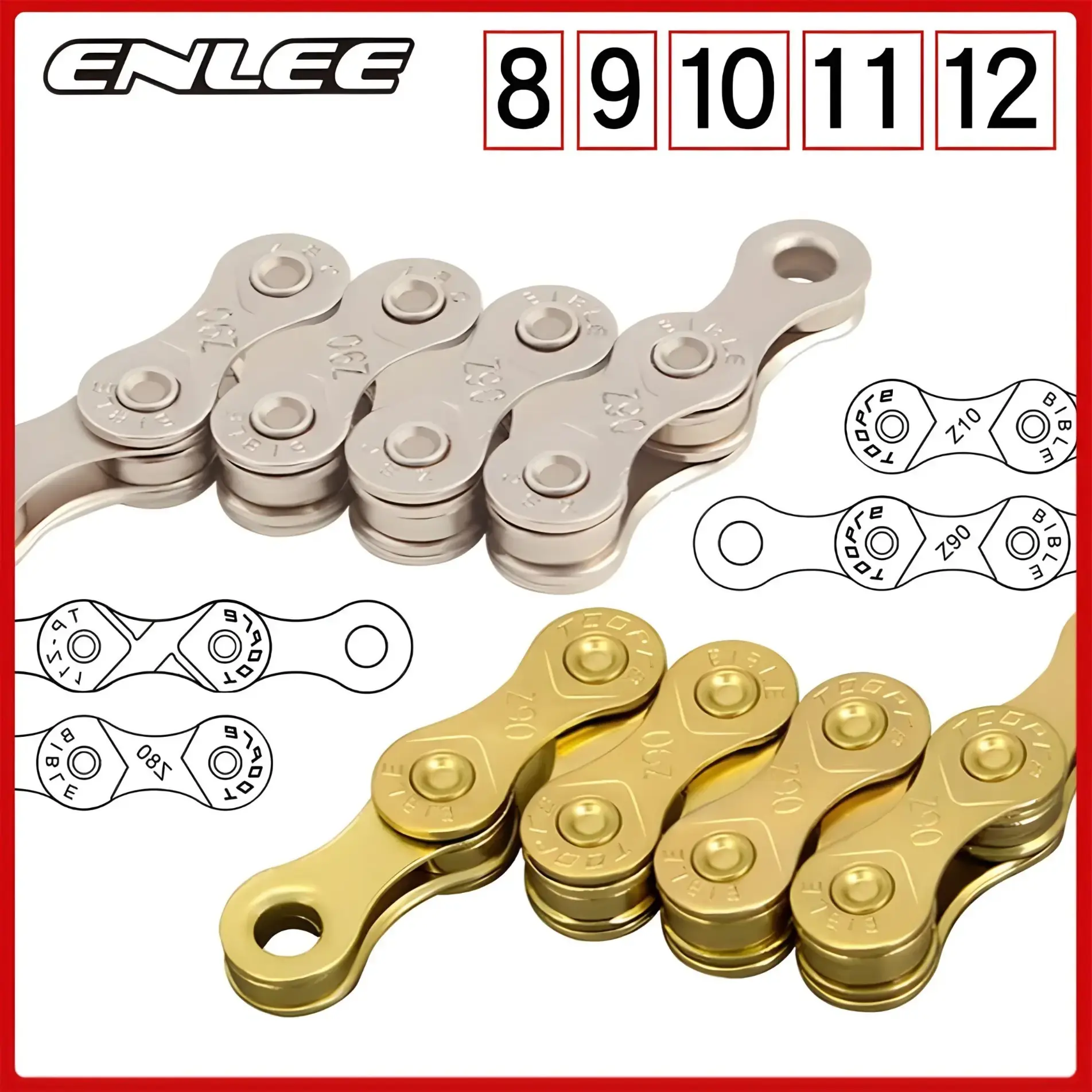 Gold Bicycle Chain 11/12-Speed