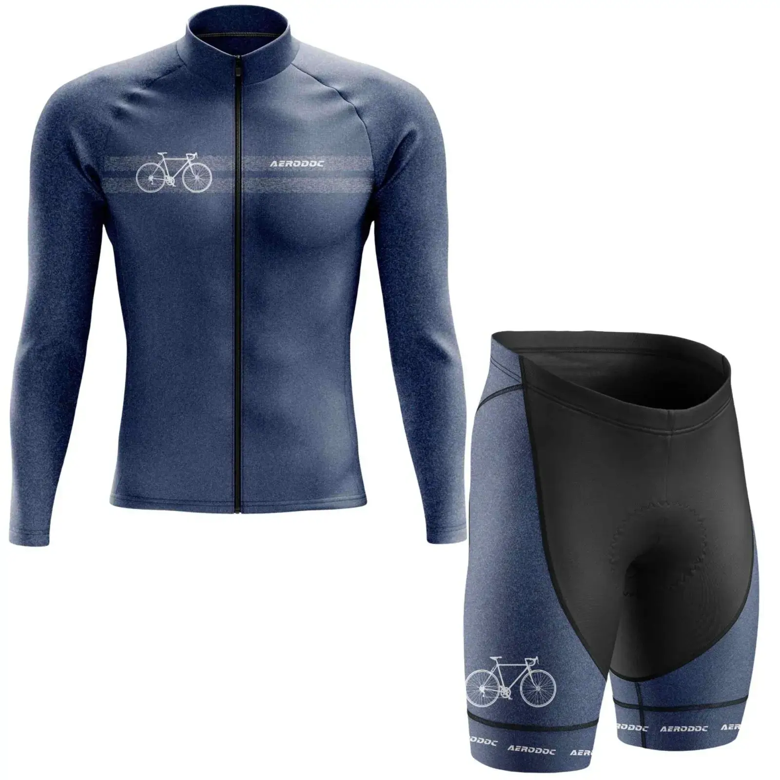 Horizon Blue Men's Cycling Jersey (Full Sleeves + Nonbib Shorts)