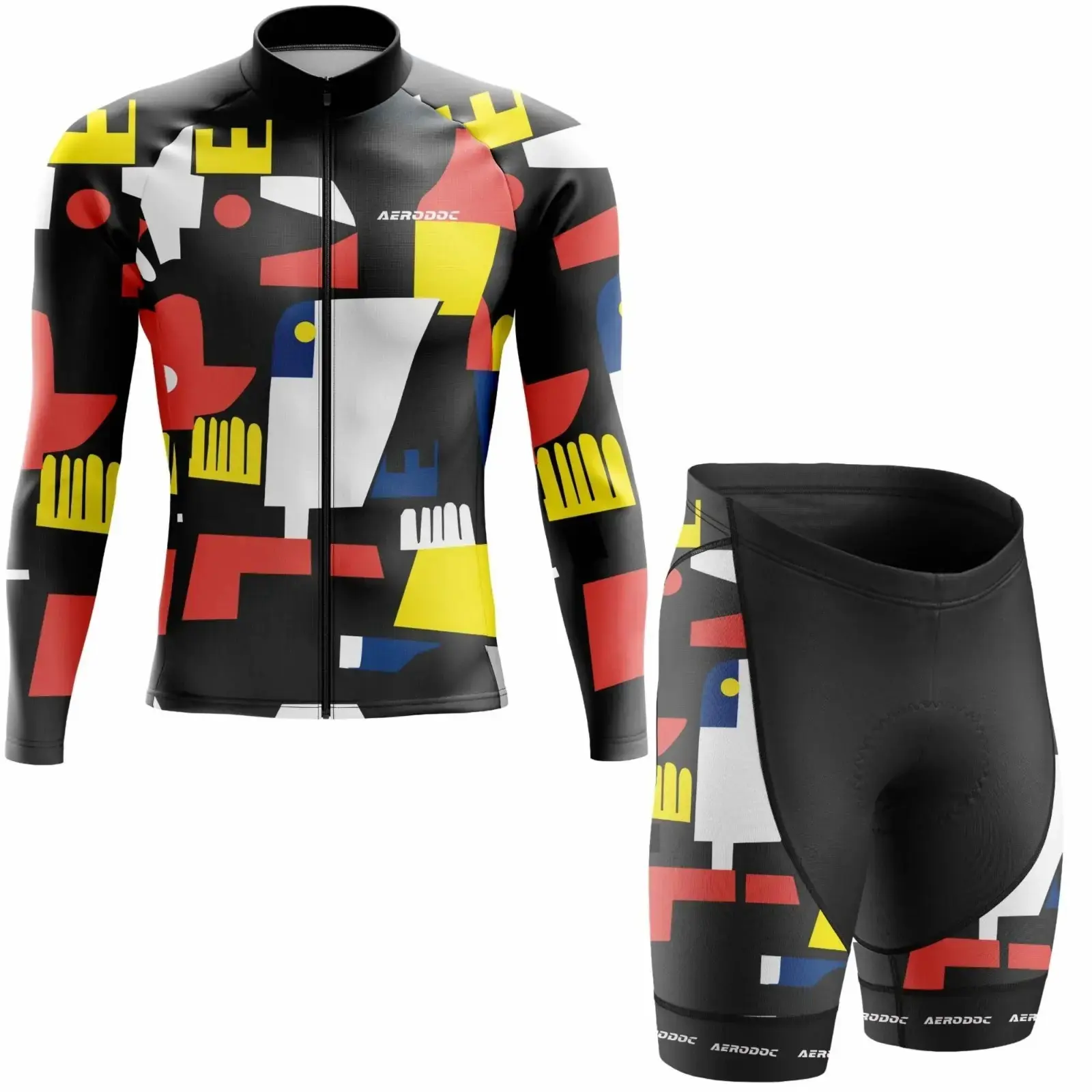 Abstract Shift Cycling Jersey (Full Sleeves + Nonbib Shorts)
