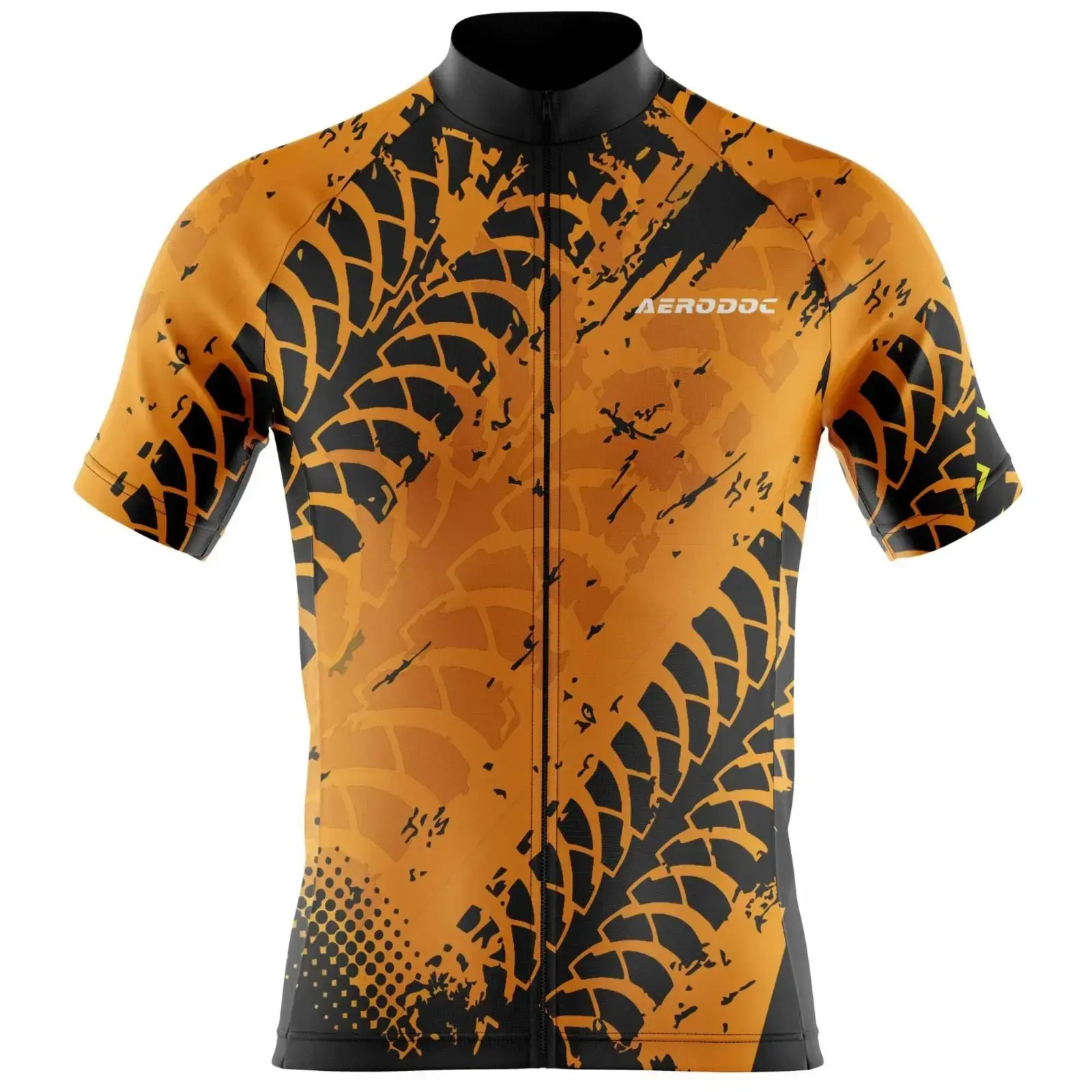 Tire Track Cyclist’s Jersey and Shorts– Performance Fit, Yellow & Black (Half Sleeve Jersey)