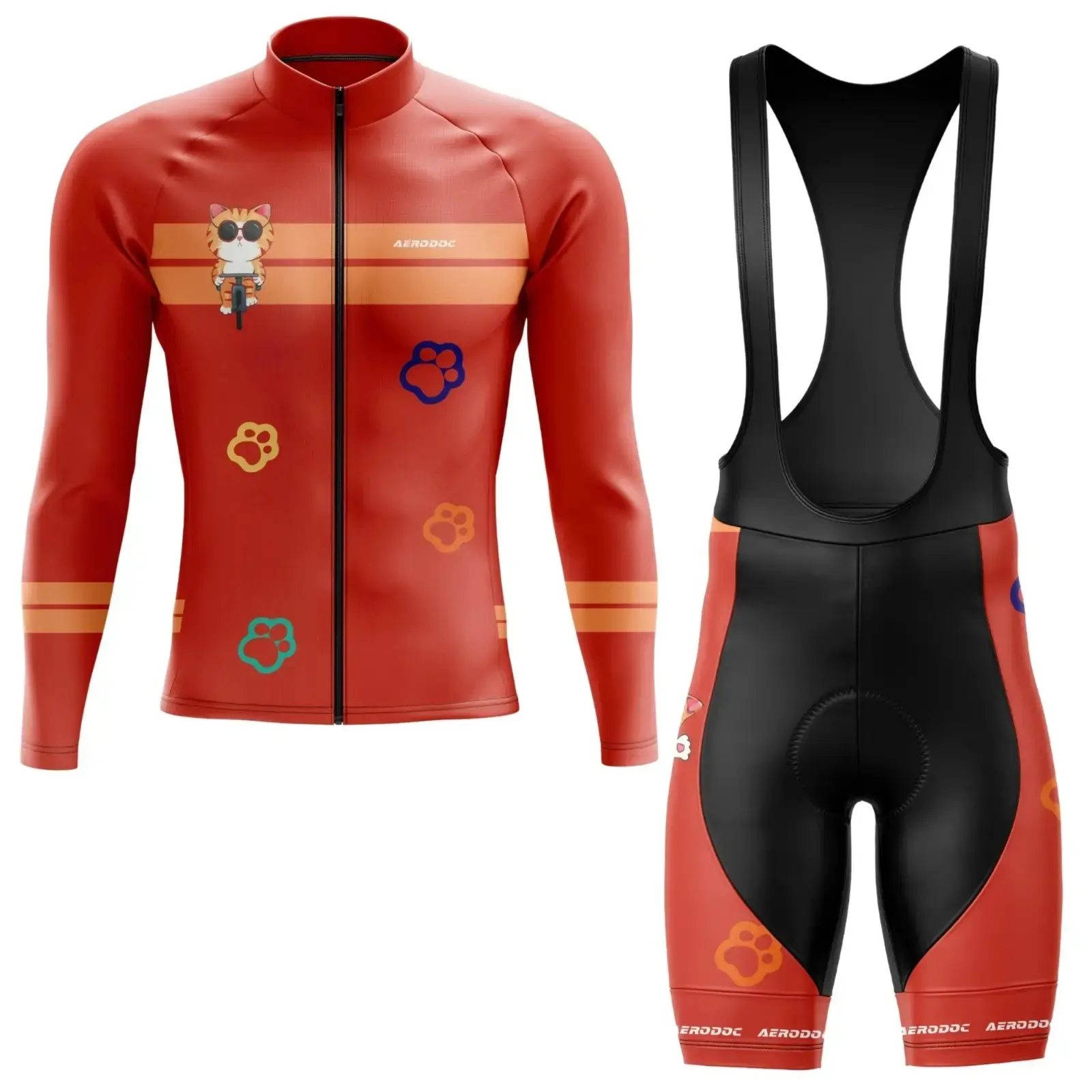 Cat Cadence Cycling Jersey (Full Sleeve + Bib Shorts)