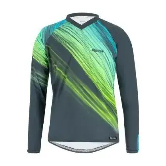 Santini MTB Sasso Thermal Long Sleeve Jersey-Green