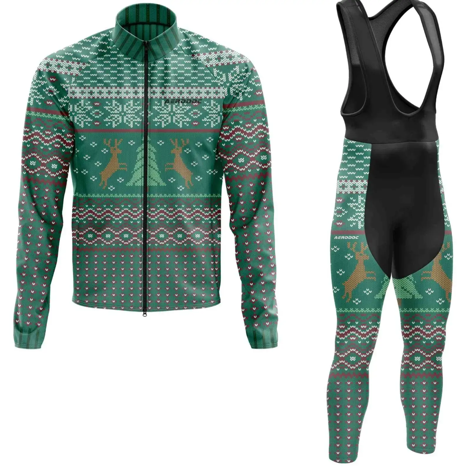 Aerodoc Frosty Pedal Cold-Weather Cycling Jersey | Premium Winter Fleece Wool Bike Wear (Jacket + Bib Pants)
