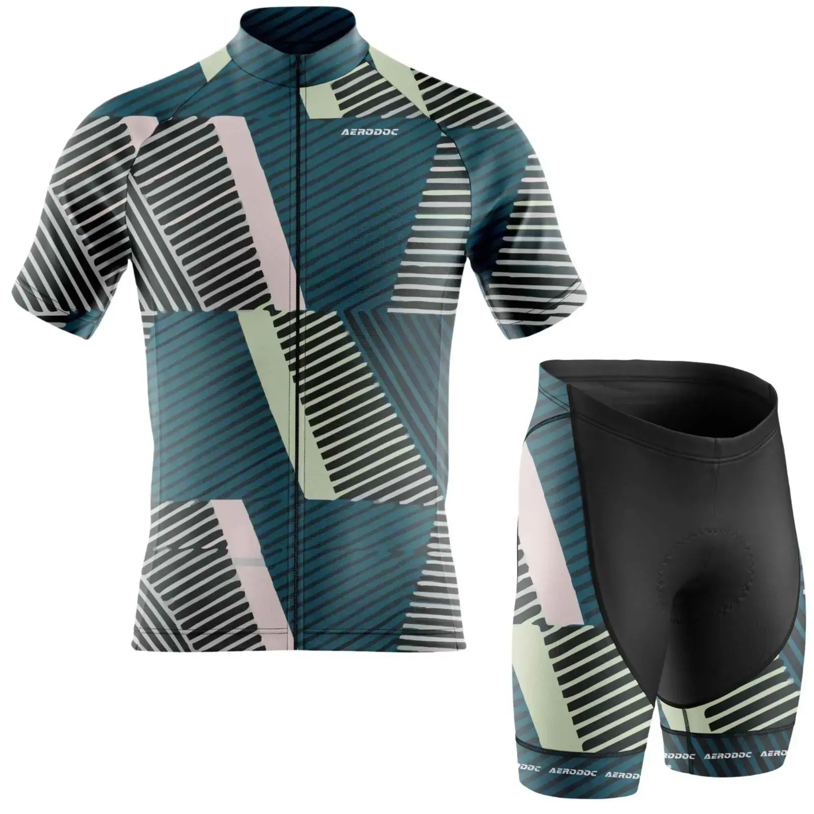 Geometric Cycling Jersey -Men's and Women's Aerodynamic & Breathable (Half Sleeve + Nonbib Shorts)
