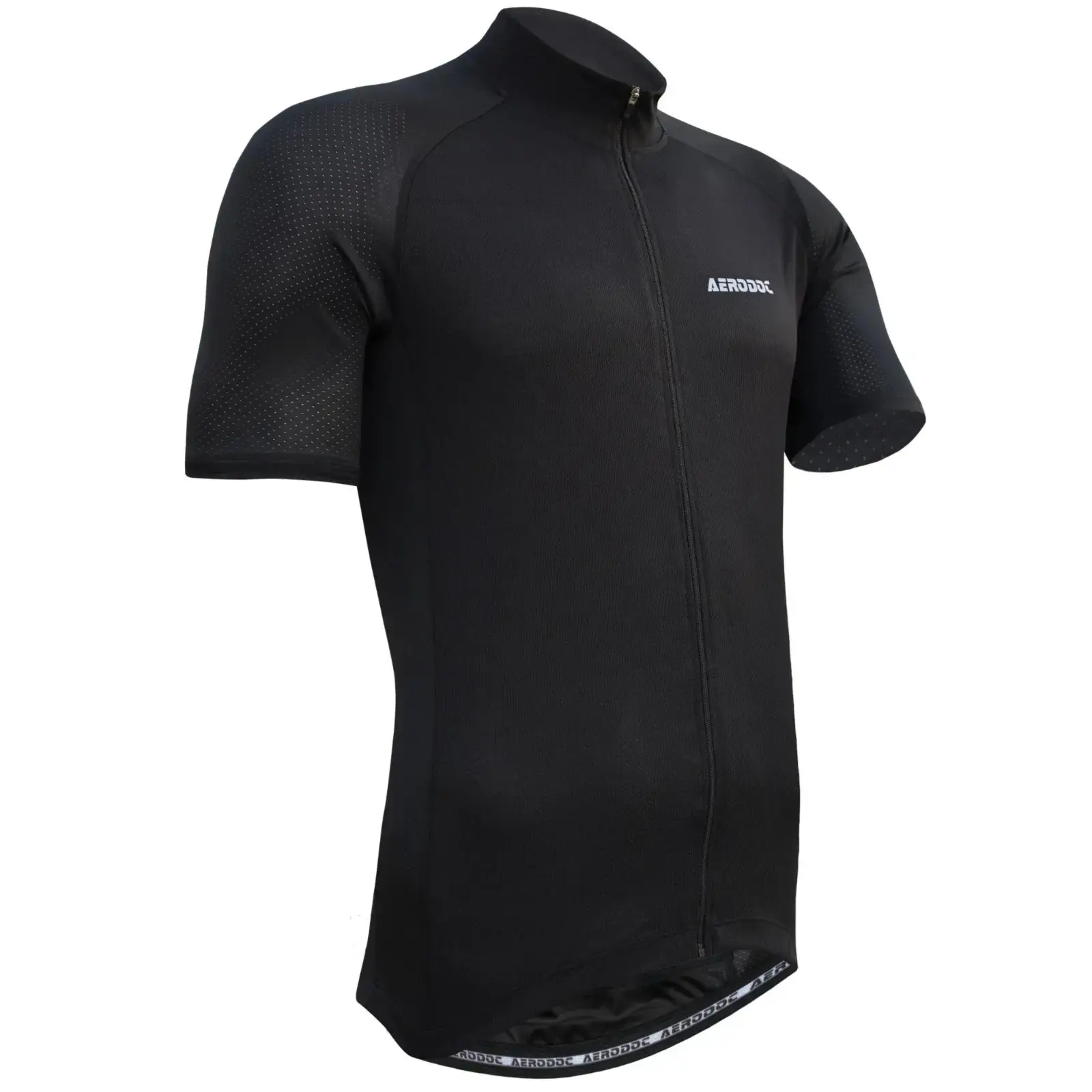 Aerodoc Glide Black Cycling jersey with waterproof zipper pocket