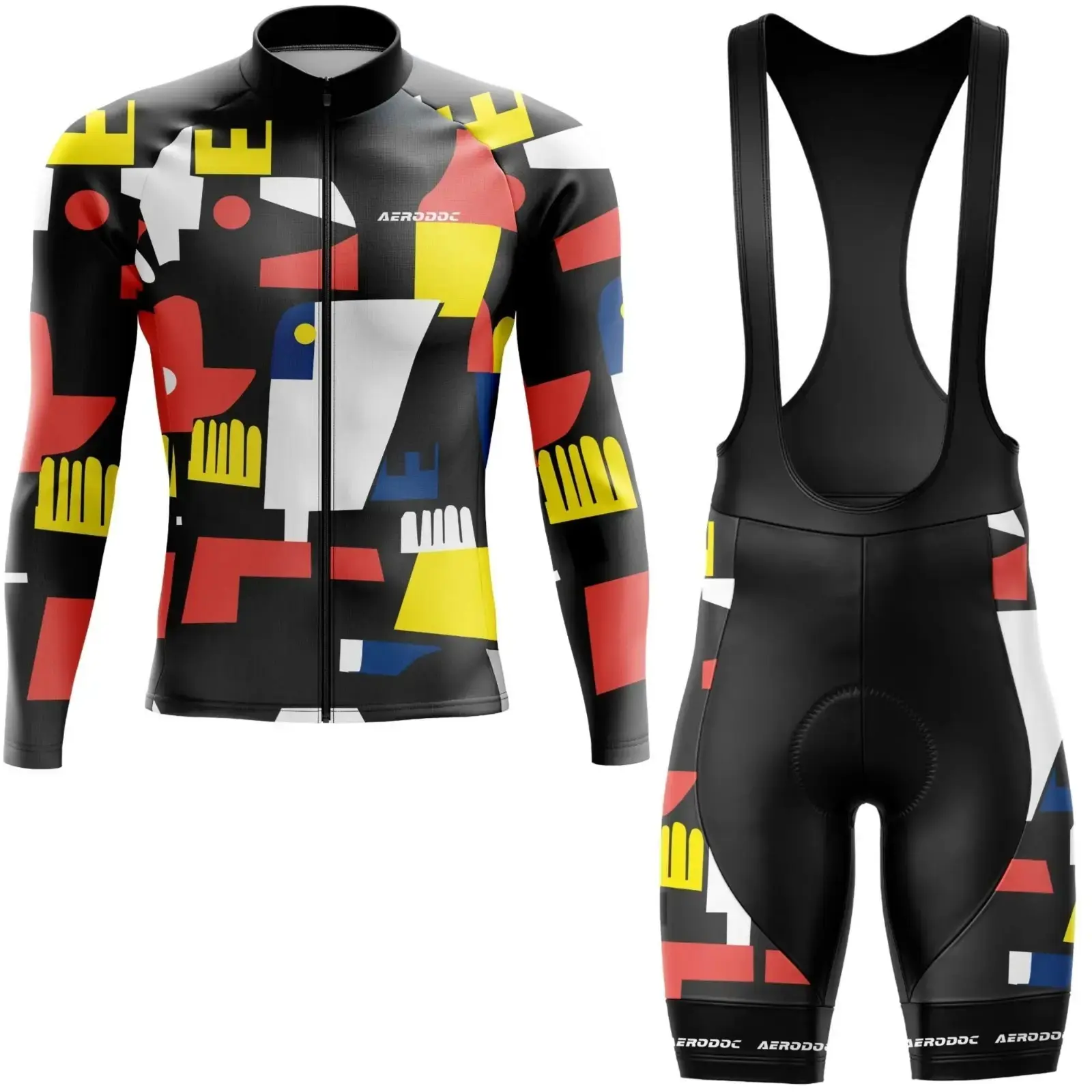 Abstract Shift Cycling Jersey (Full Sleeve + Bib Shorts)