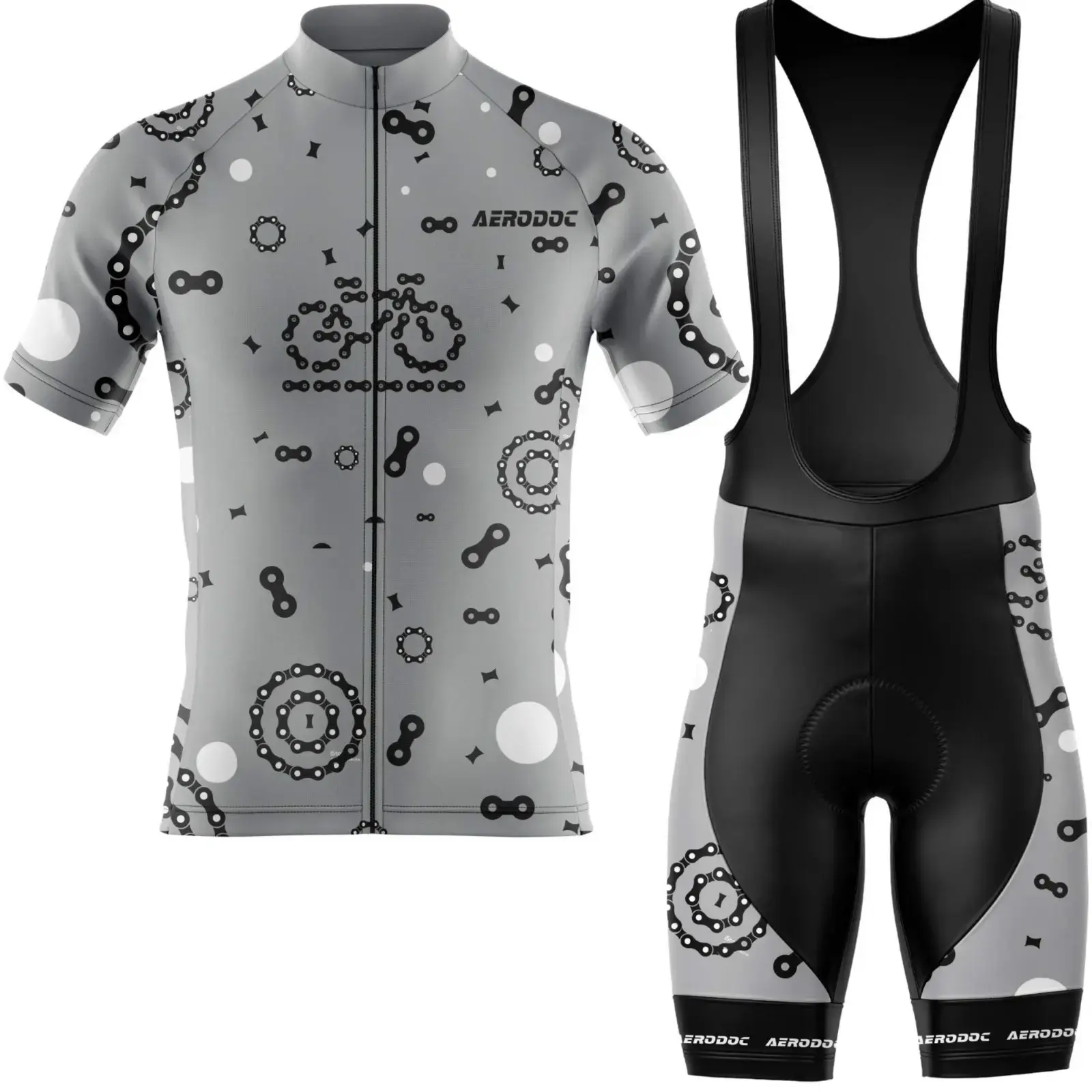 Chain Reaction Men's Cycling Jersey – Performance Gear for Road Bike & MTB (Half Sleeve + Bib Shorts)