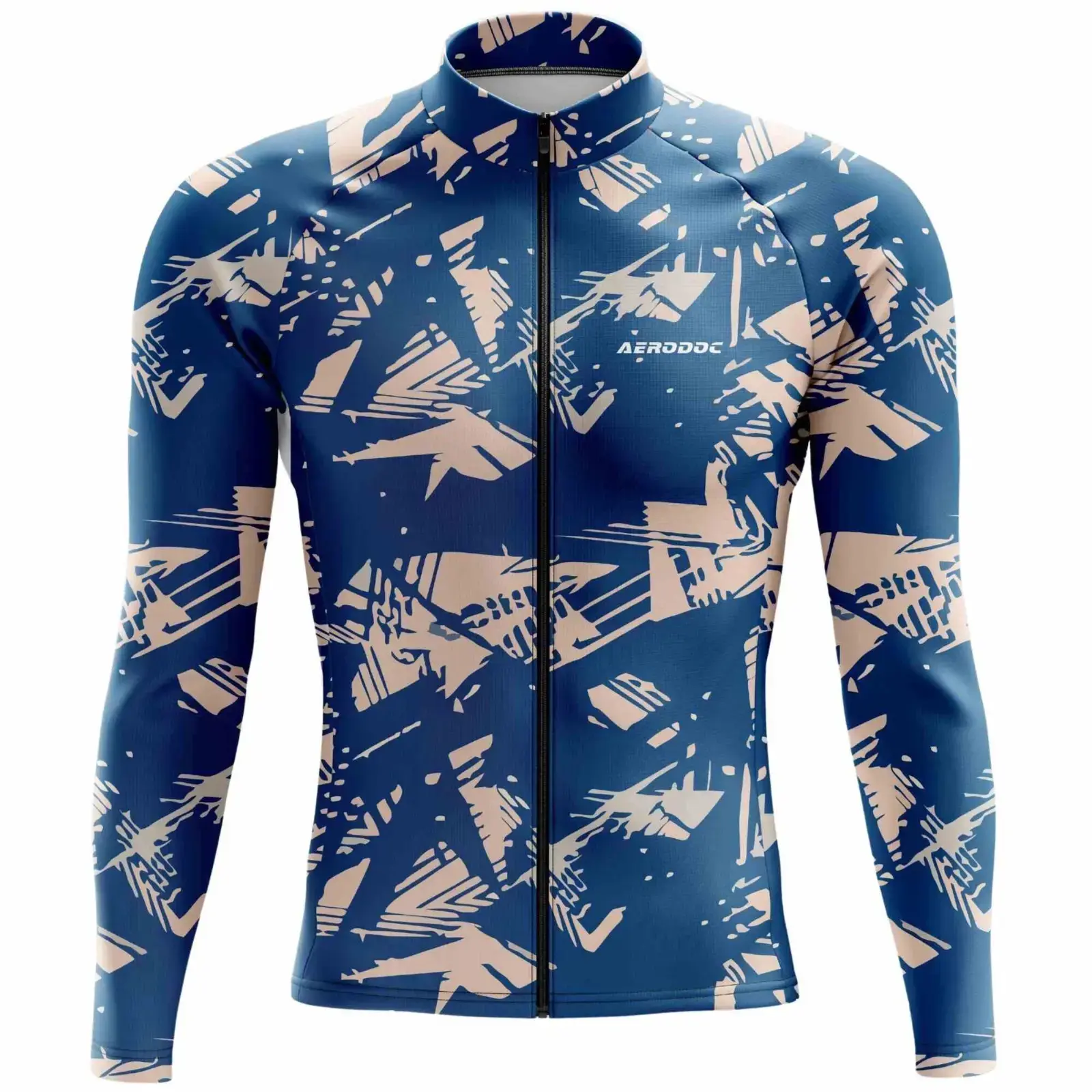 Blue Pulse Cycling Jersey - Energized Print for High-Speed Rides (Full Sleeve Jersey)