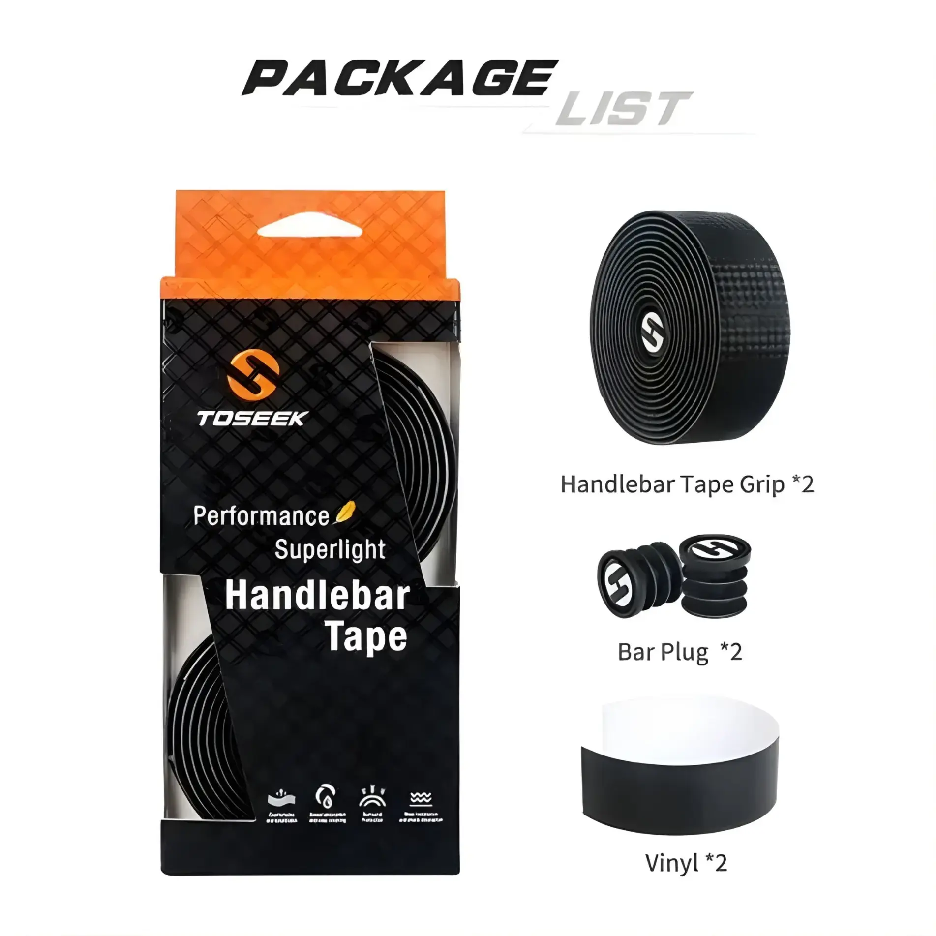 Toseek 3k Carbon Woave Pu Leather Black Road Handelbar Tape
