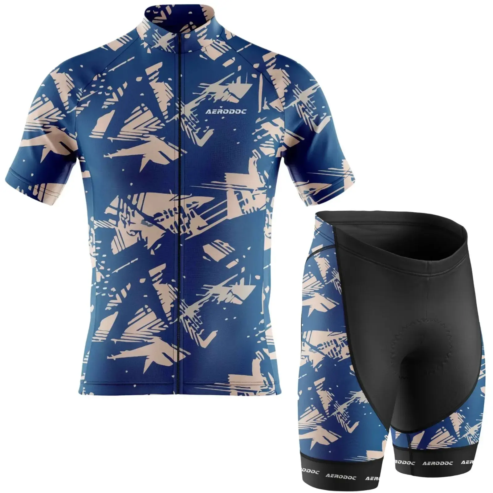 Blue Pulse Cycling Jersey - Energized Print for High-Speed Rides (Half Sleeve + Nonbib Shorts)