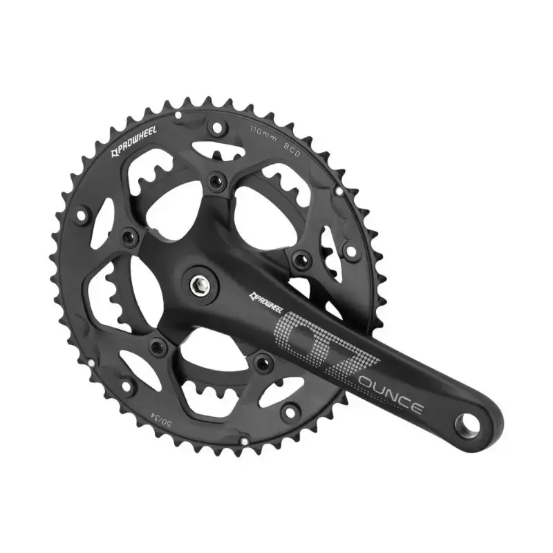 Road bike crankset – Prowheel OUNCE-621C-N 9 and 10 speed Crank set, Square Tapered, 50-34T