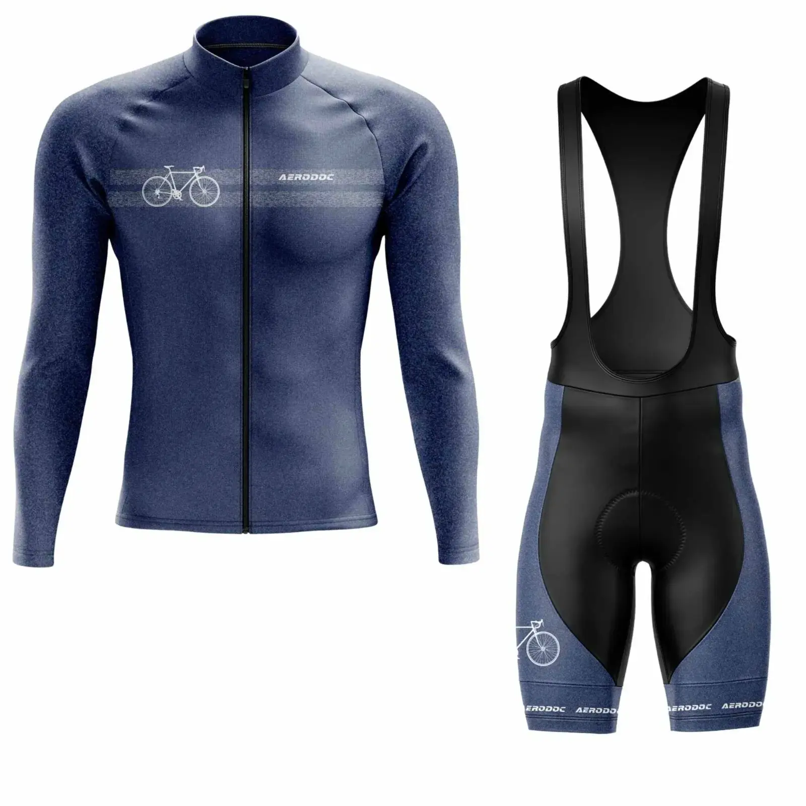 Horizon Blue Men's Cycling Jersey (Full Sleeve + Bib Shorts)