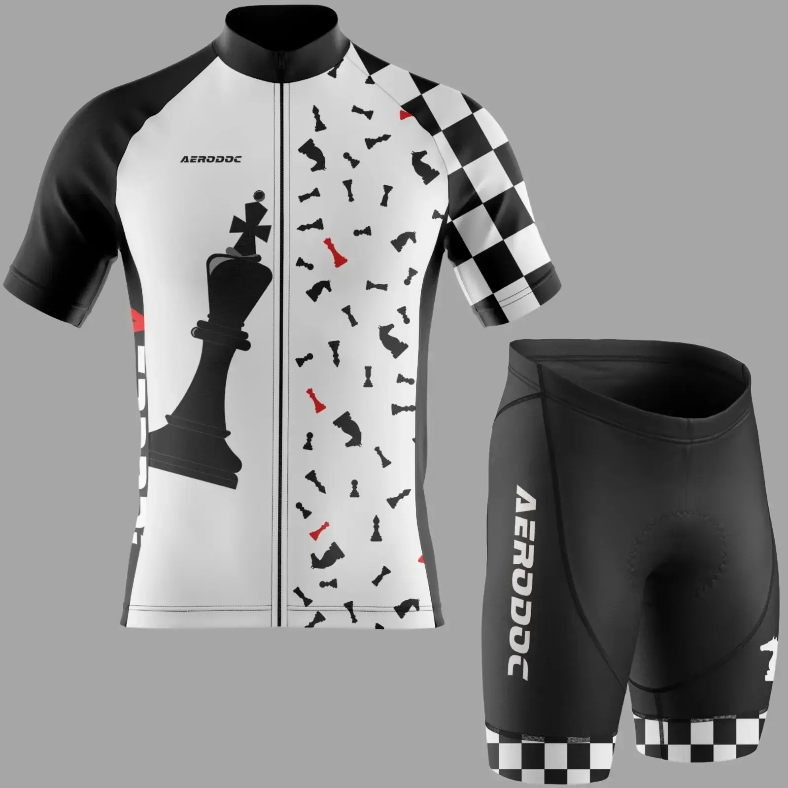 Checkmate Cycling Jersey & Bib Shorts Set – Ride Like a Chess Grandmaster! (Half Sleeves Jersey with Shorts)