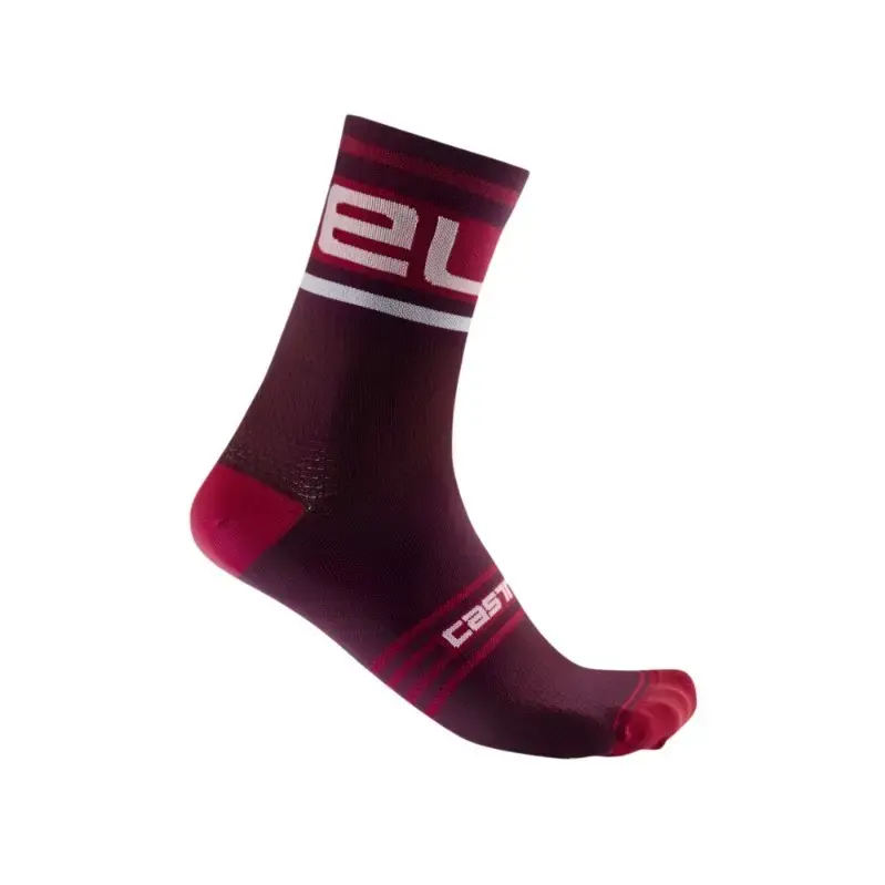 Castelli Rosso Prologo 15 Mens Cycling Socks Bordeaux White
