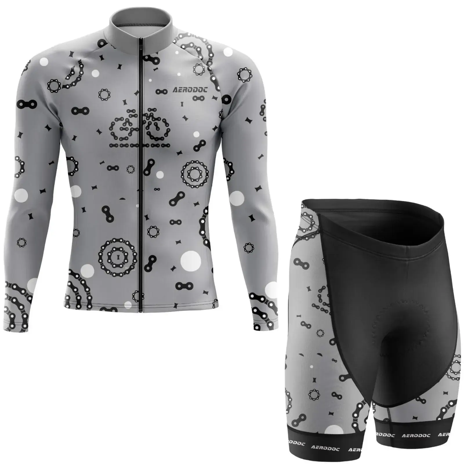 Chain Reaction Men's Cycling Jersey – Performance Gear for Road Bike & MTB (Full Sleeves + Nonbib Shorts)