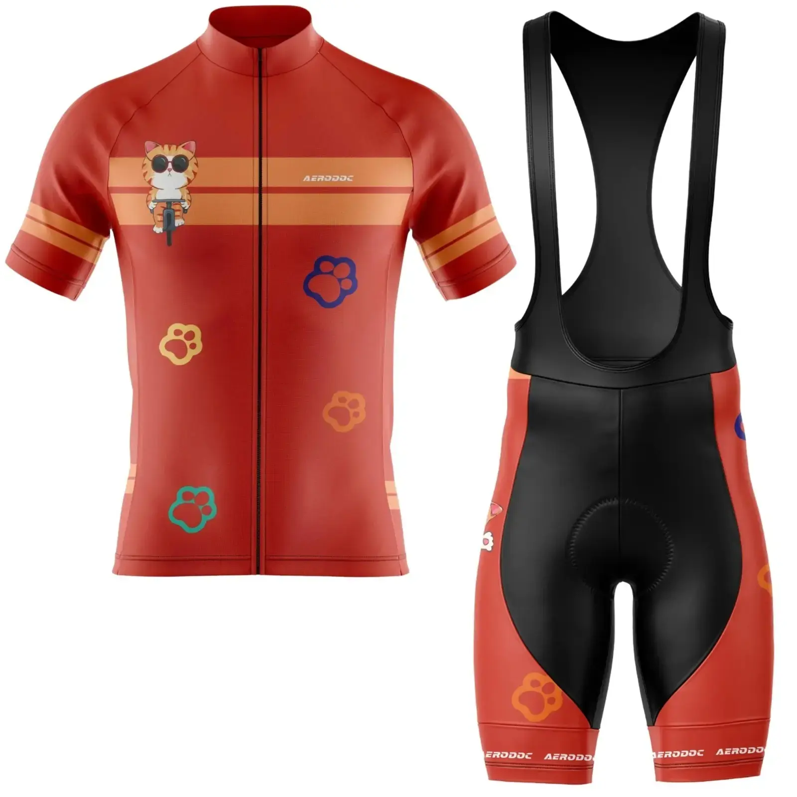 Cat Cadence Cycling Jersey (Half Sleeve + Bib Shorts)
