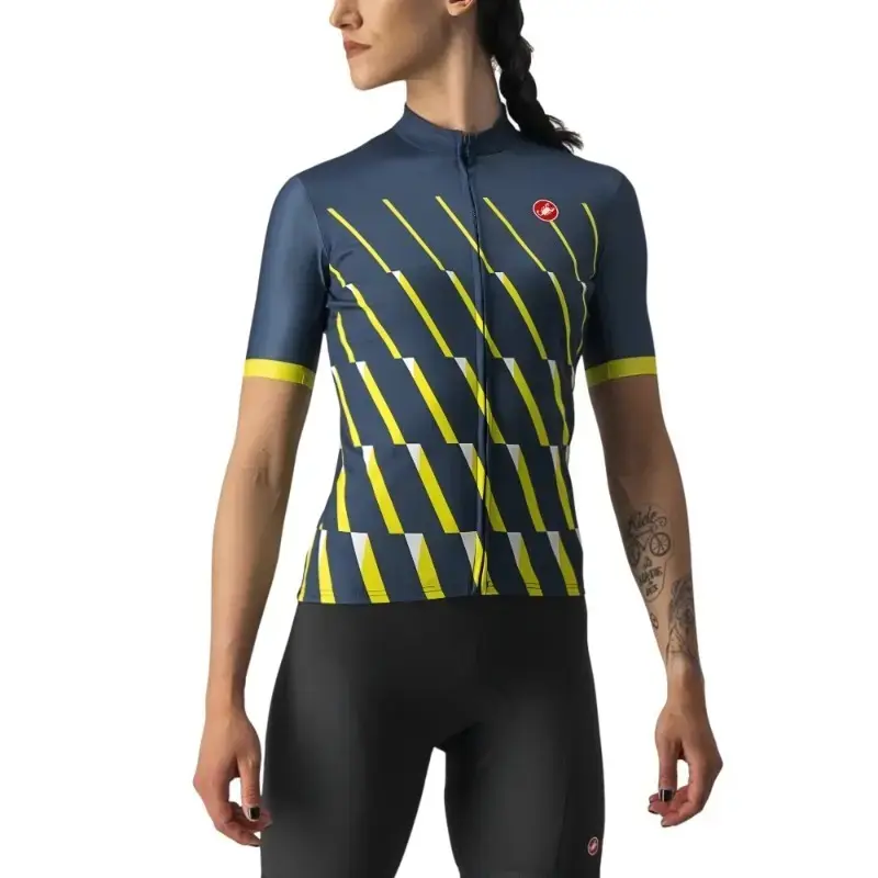 Castelli Pendio Womens Cycling Jersey Moonlite Ocean Sulphur White
