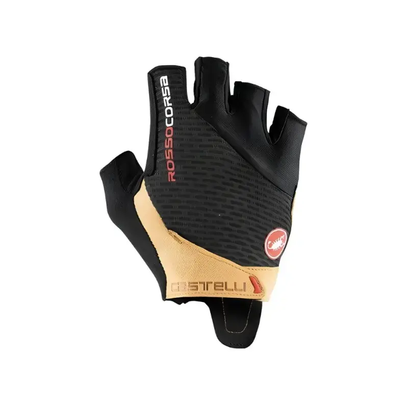 Castelli Rosso Corsa Pro V Mens Cycling Gloves Black Tan
