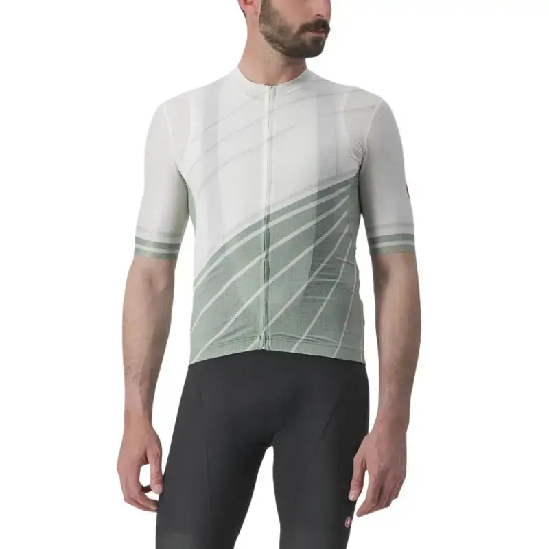 Castelli Speed Strada Mens Cycling Jersey Ivory Defender Green