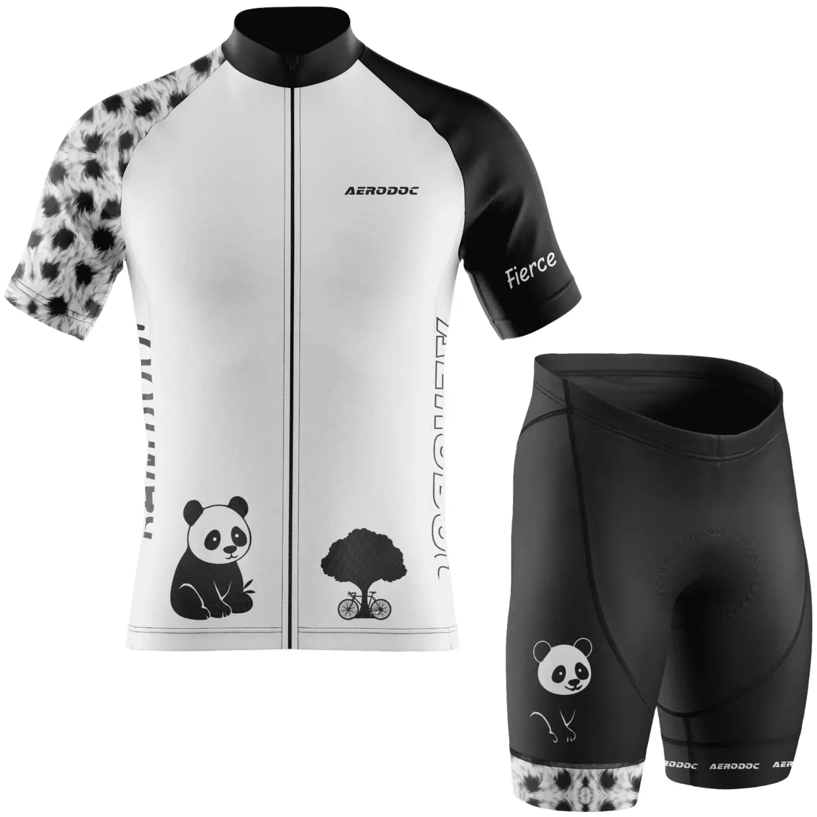 Fierce Zen Panda Cycling Kit – Racefit Jersey & Bib Shorts Set (Half Sleeves Jersey with Shorts)