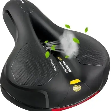 FCCRACING Wide Bike Seat Cushion - Dual Shock Absorbing Memory Foam Saddle for Men Women. Ergonomic Bicycle Seat for Roa