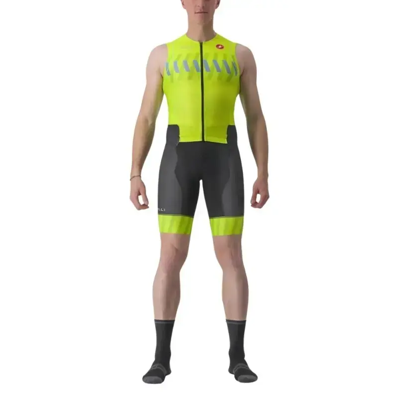 Castelli Sanremo 2 Mens Sleeveless Cycling Suit Electric Lime Niagara Blue
