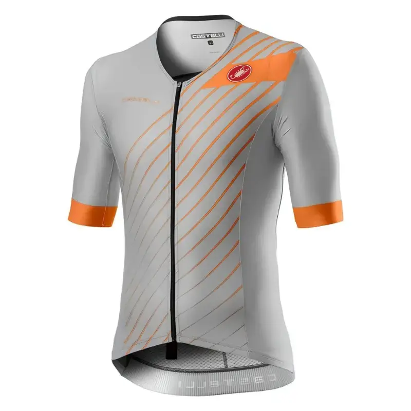 Castelli Free Speed 2 Mens Triathlon Tops Silver Gray Brilliant Orange