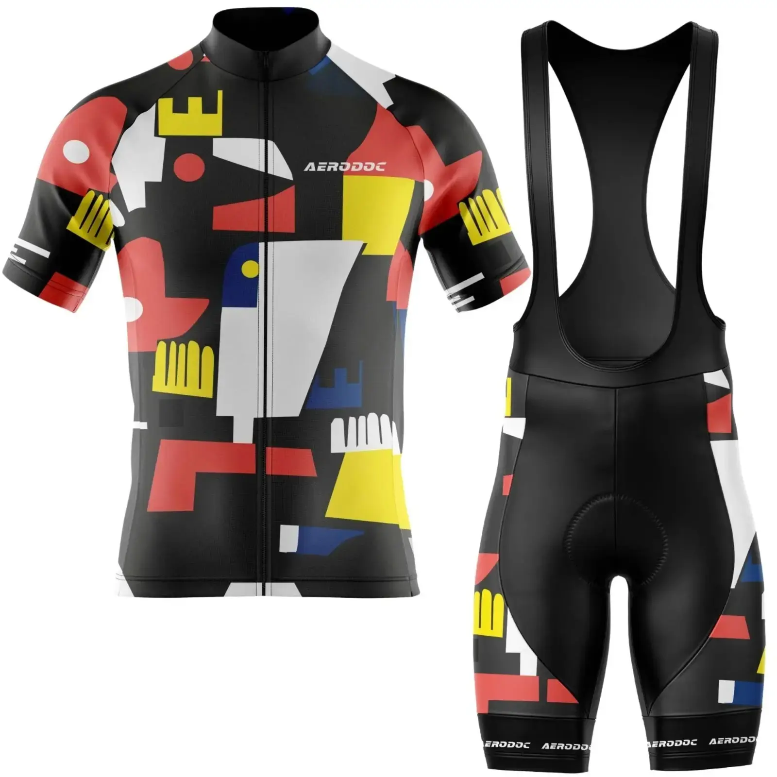 Abstract Shift Cycling Jersey (Half Sleeve + Bib Shorts)