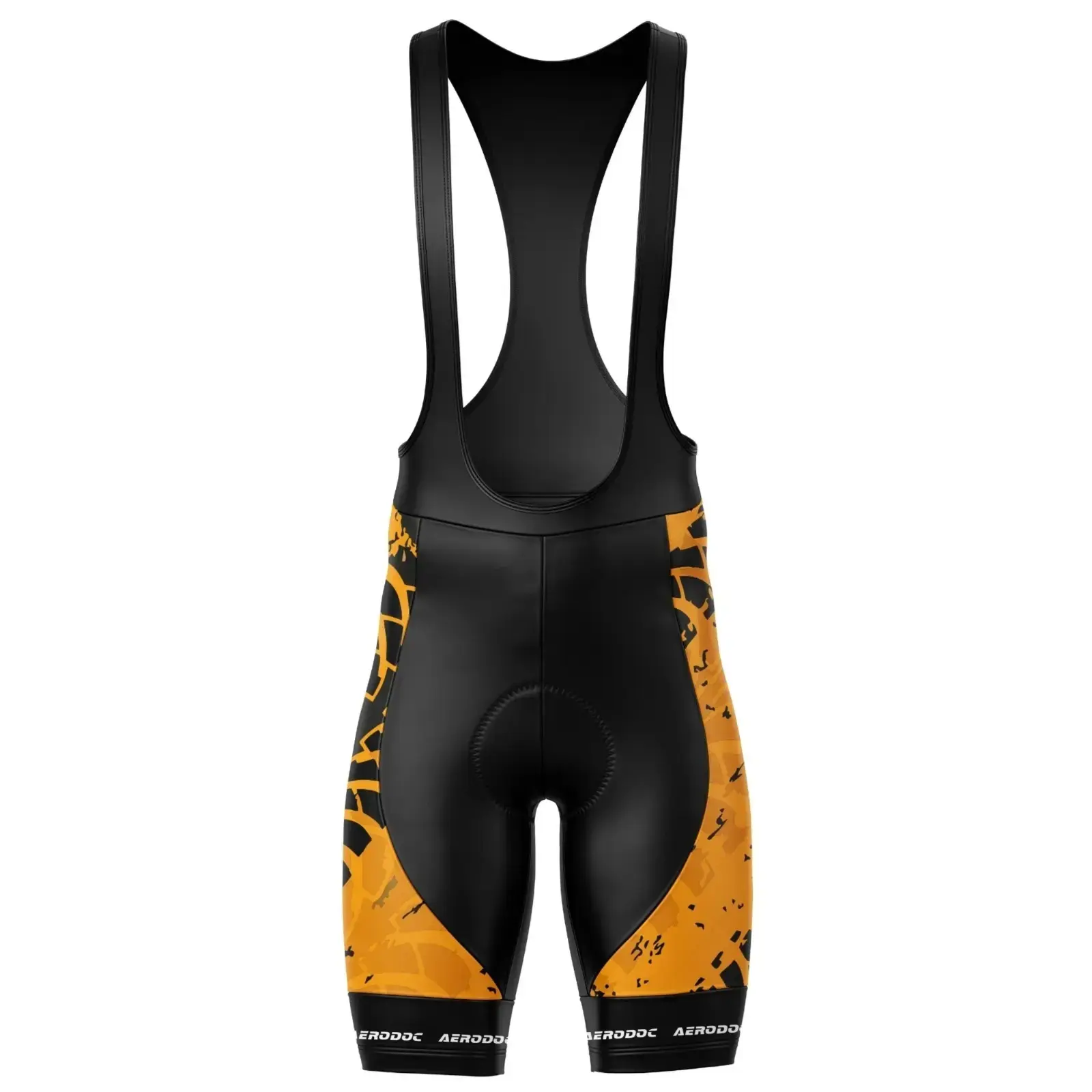 Tire Track Cyclists Performance Fit Yellow Black Bib Shorts