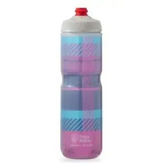 Breakaway Insulated Tartan Bottle-Bubble Gum Pink/Navy (710ml)