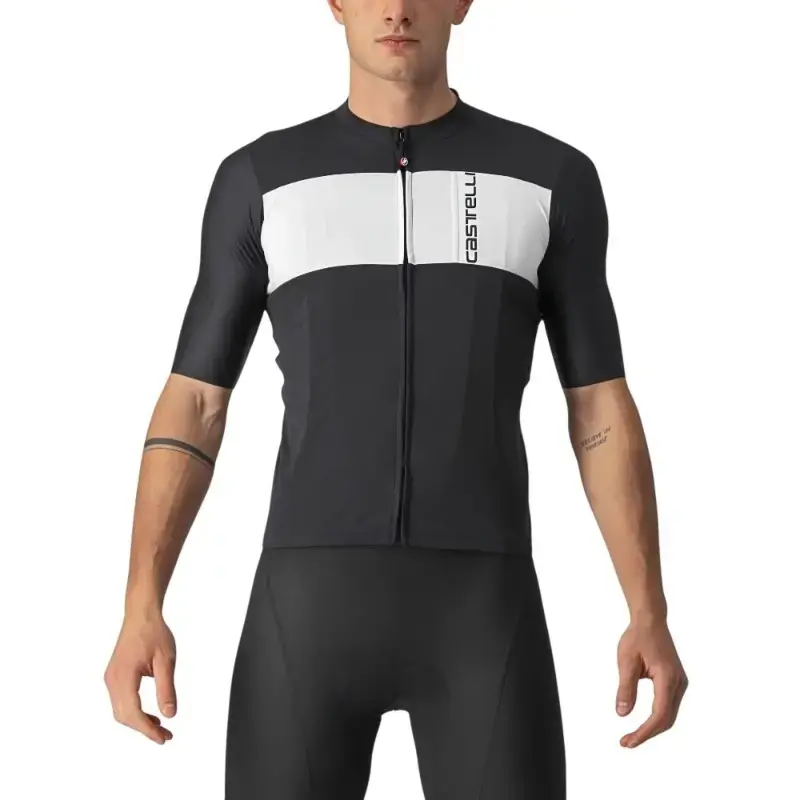 Castelli Prologo 7 Mens Cycling Jersey Light Black Silver Gray Ivory