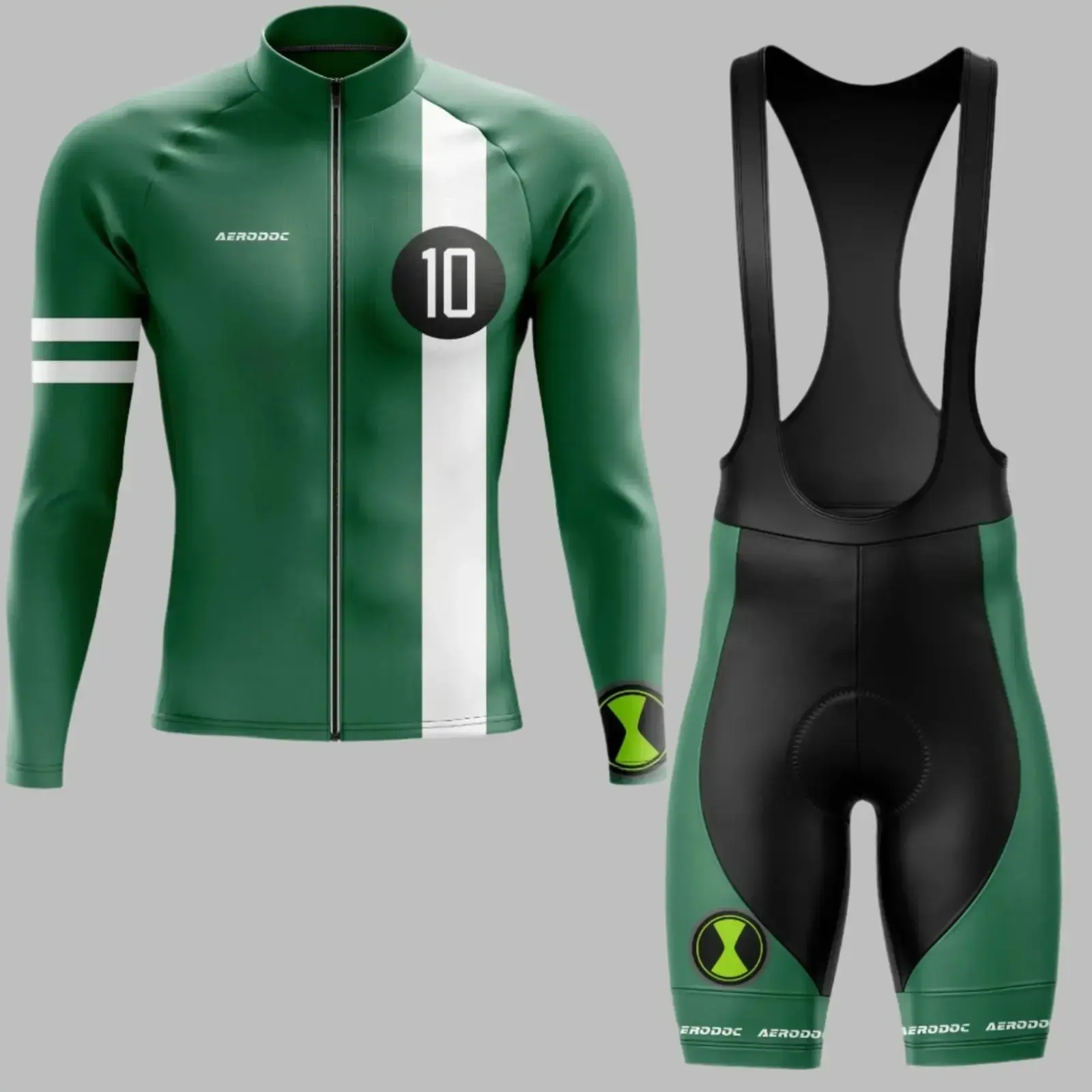 Champion Sprinter 10 Greenline Cycling Jersey (Full Sleeve + Bib Shorts)