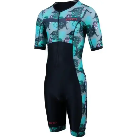 ZONE3 Momentum II Mens Short Sleeve Trisuit - Black/Green