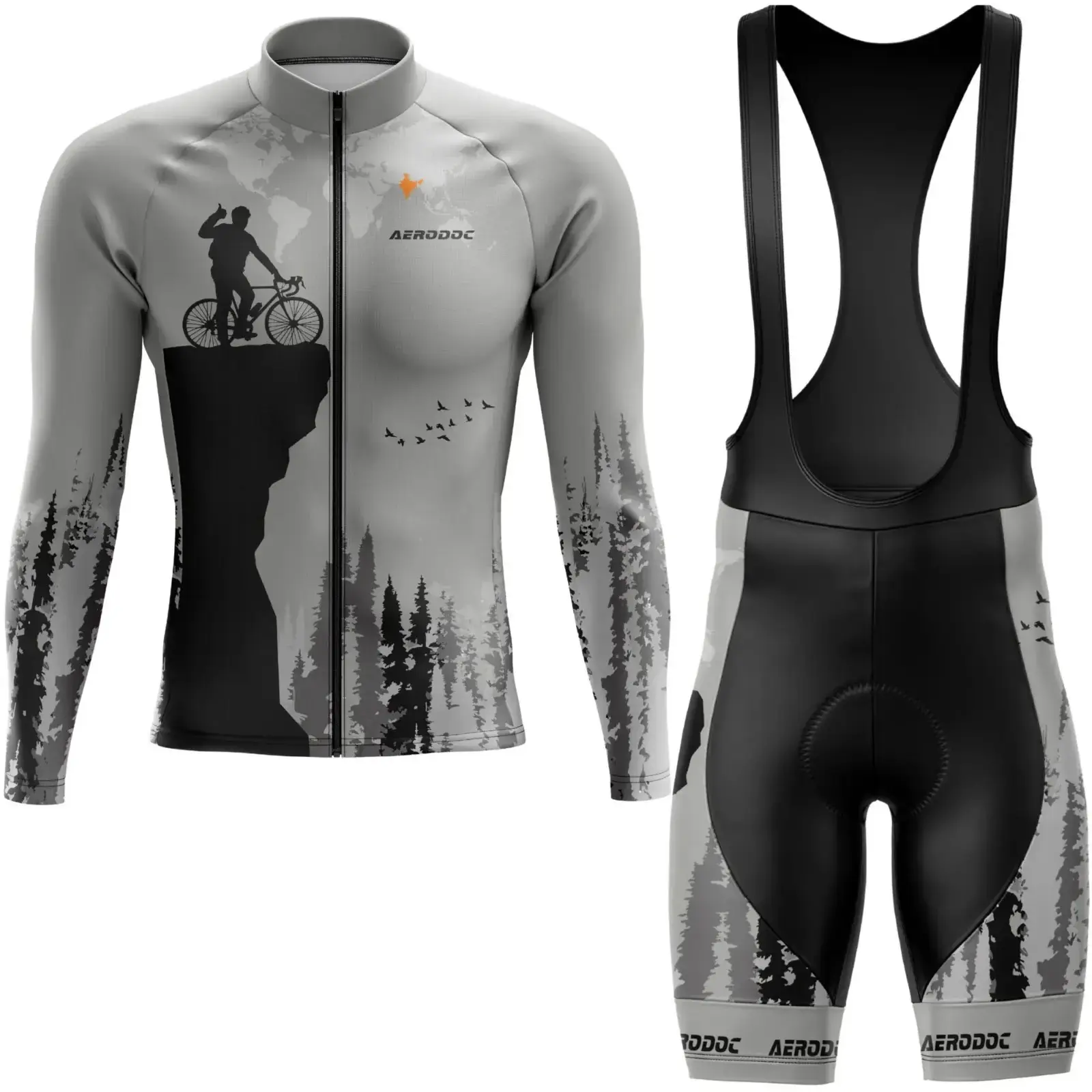 Trailblazer Unisex Outdoor Cycling Jersey for All-Terrain Adventures (Full Sleeve + Bib Shorts)