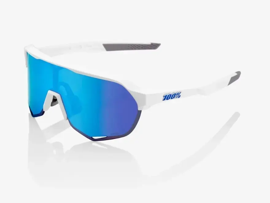 100% SPEEDTRAP - Matte White - HiPER Blue Multilayer Mirror Lens