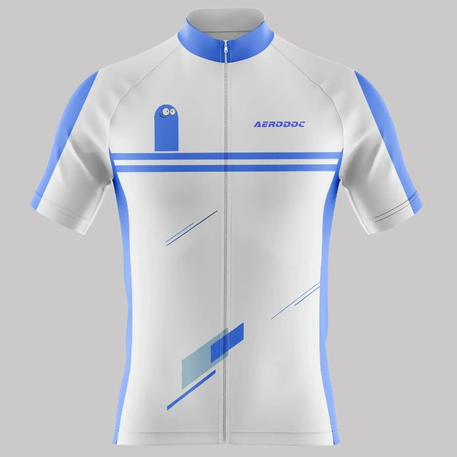 Smiley Blue White Cycling Jersey (Half Sleeve Jersey)