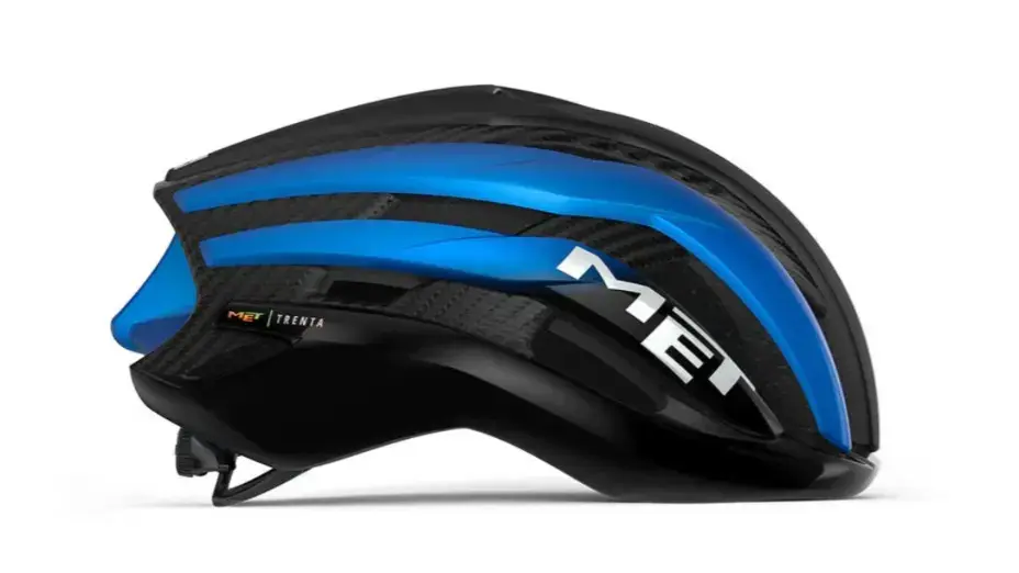 MET Trenta 3K Carbon CE Helmet in Black/Blue Metallic (Matt Glossy), Size S 52–56 cm