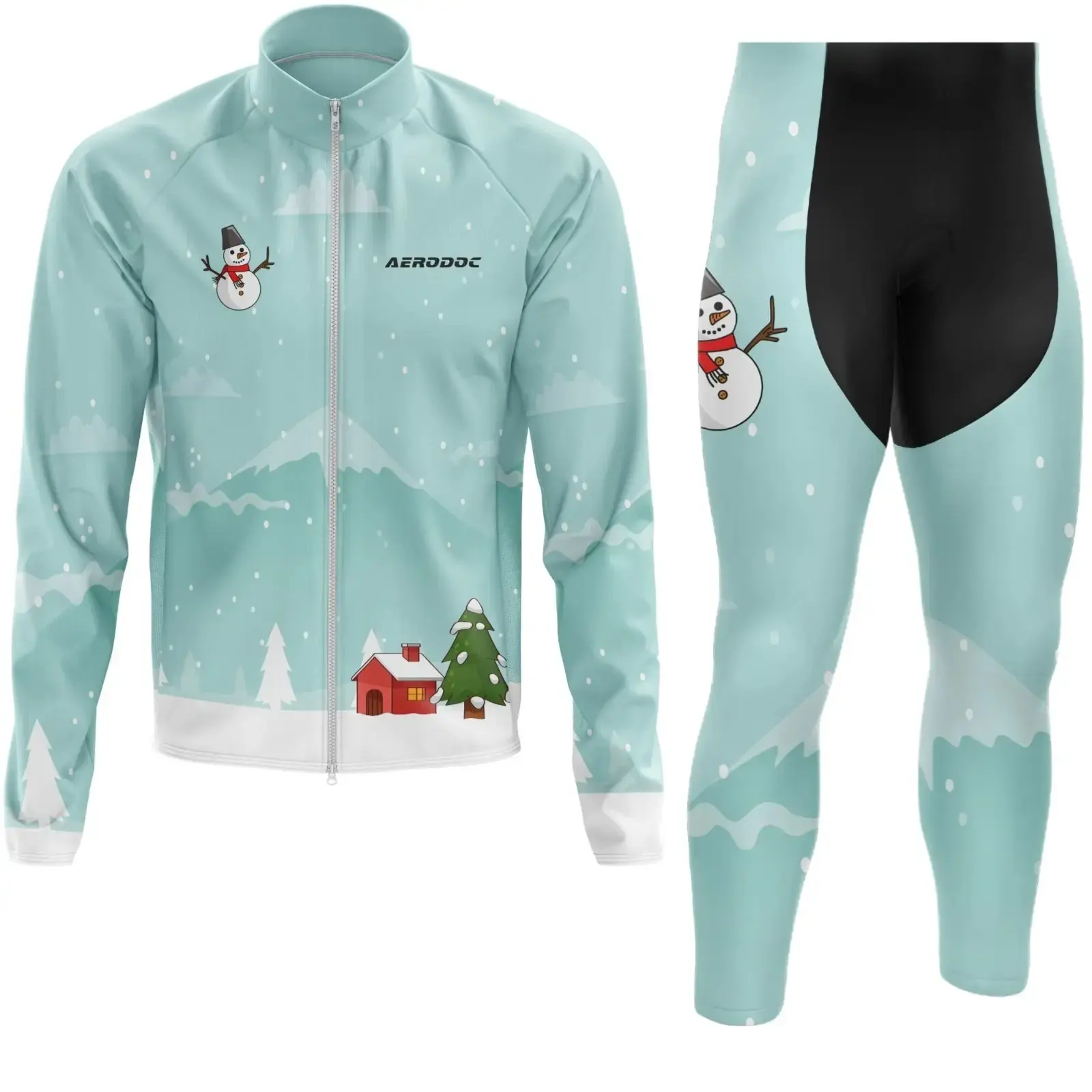 Aerodoc Mountain Frost Winter Cycling Jacket | Premium Winter Fleece Wool Bike Wear (Jacket + Non Bib Pants)