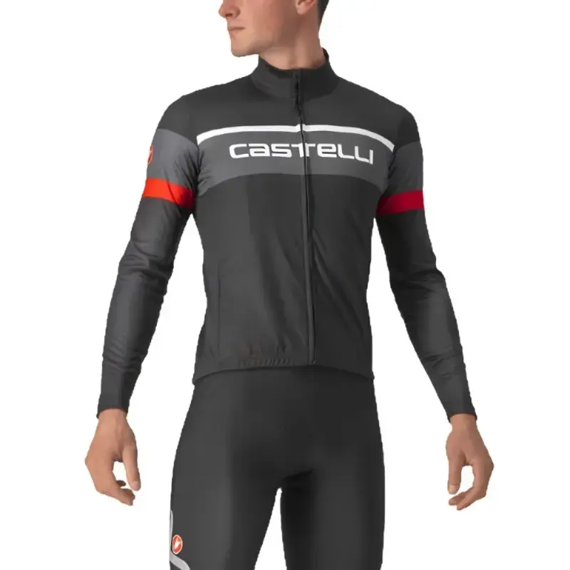 Castelli Passista Mens Cycling Jersey Light Black Dark Gray Red