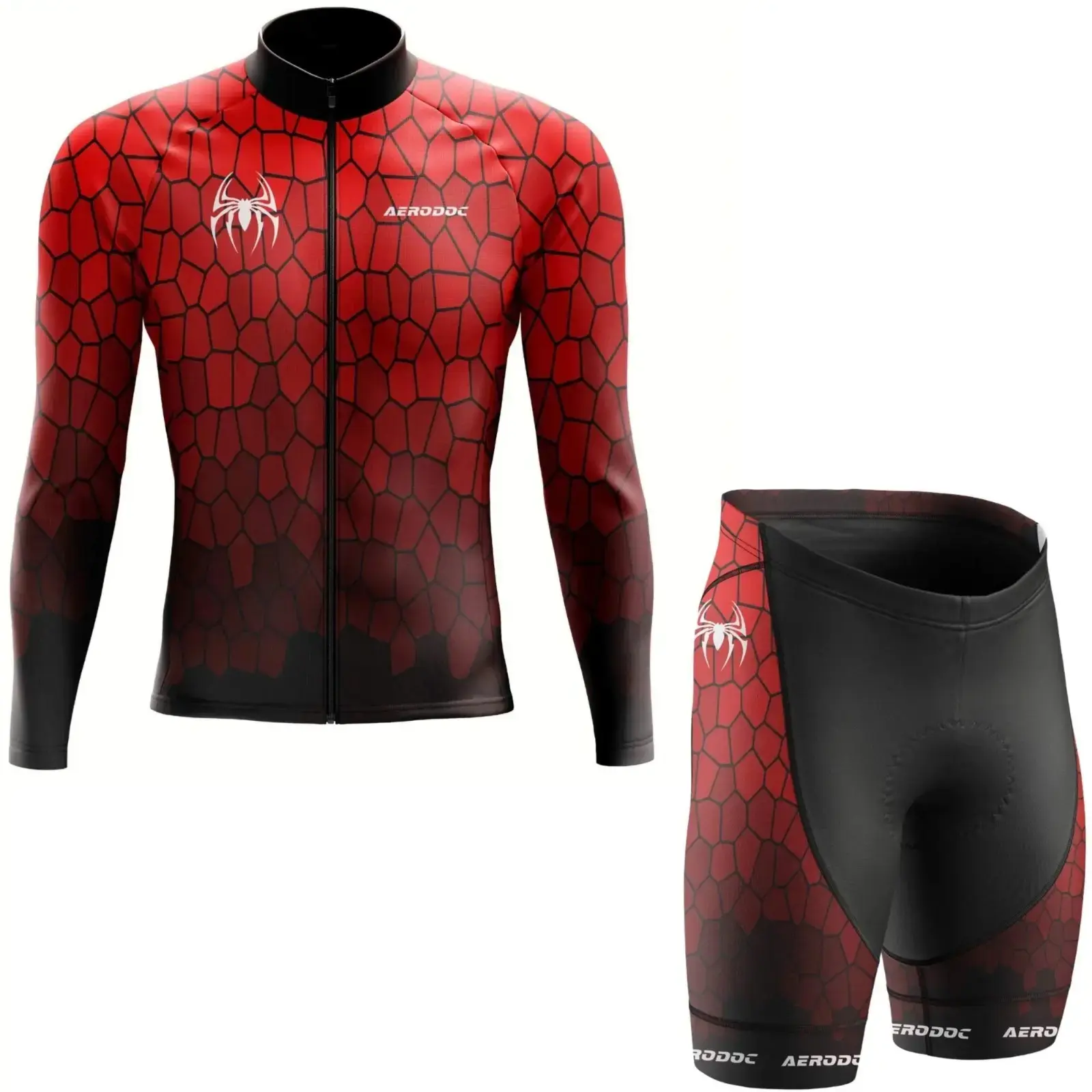Spiderweb Red Unisex Cycling Full Sleeves Jersey and Shorts