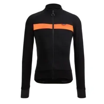 Santini Adapt Wool Long Sleeve Jersey – Black/Orange