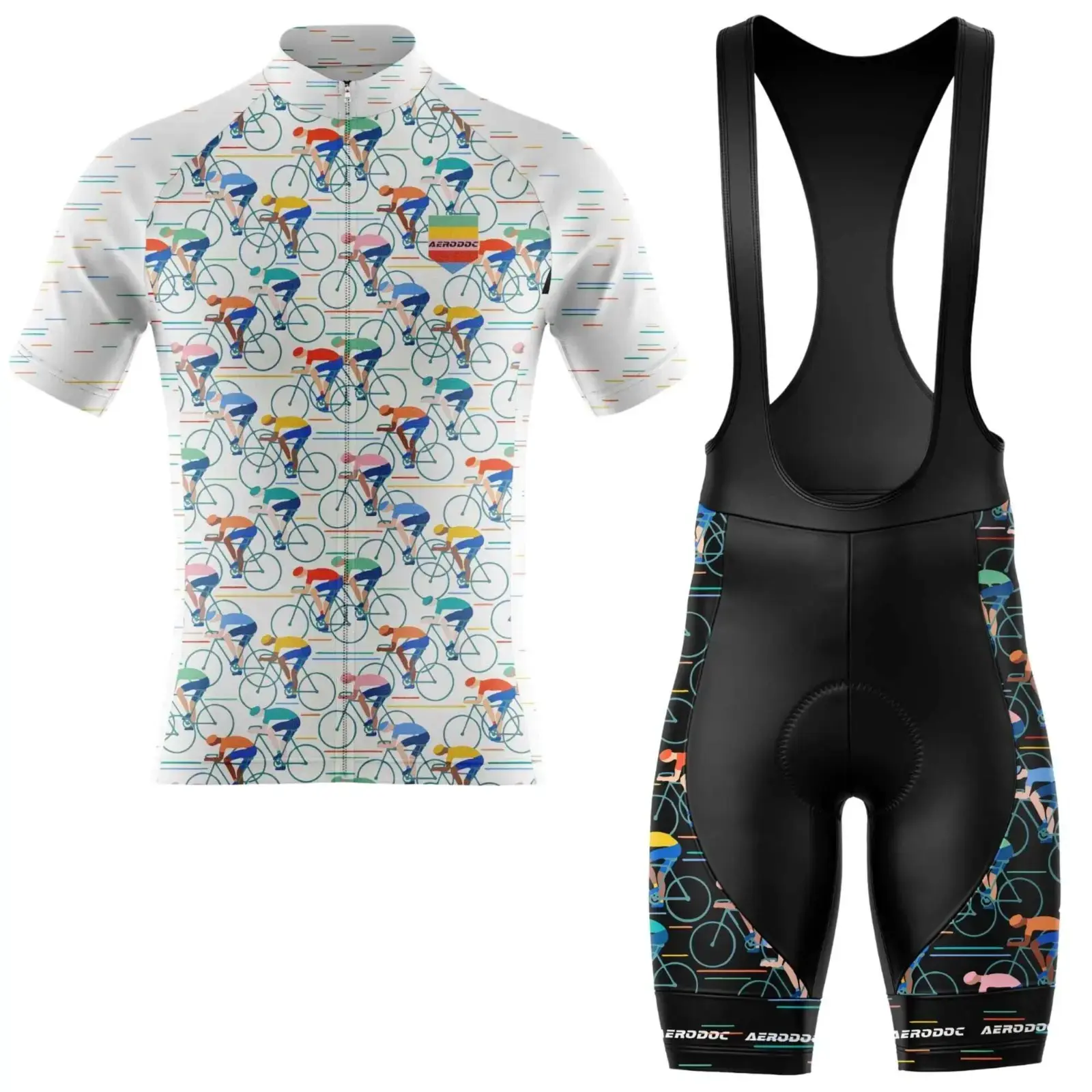Retro Bicycle Design Men's Cycling Jersey (Half Sleeve + Bib Shorts)